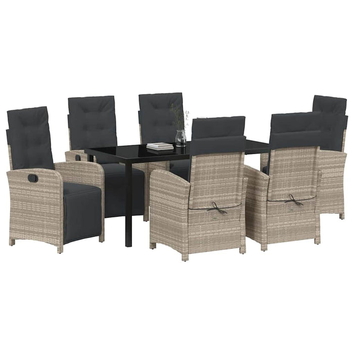 Set de masă pentru grădină cu pernă 7 pcs Gri deschis poliratan - WALTI WALTI