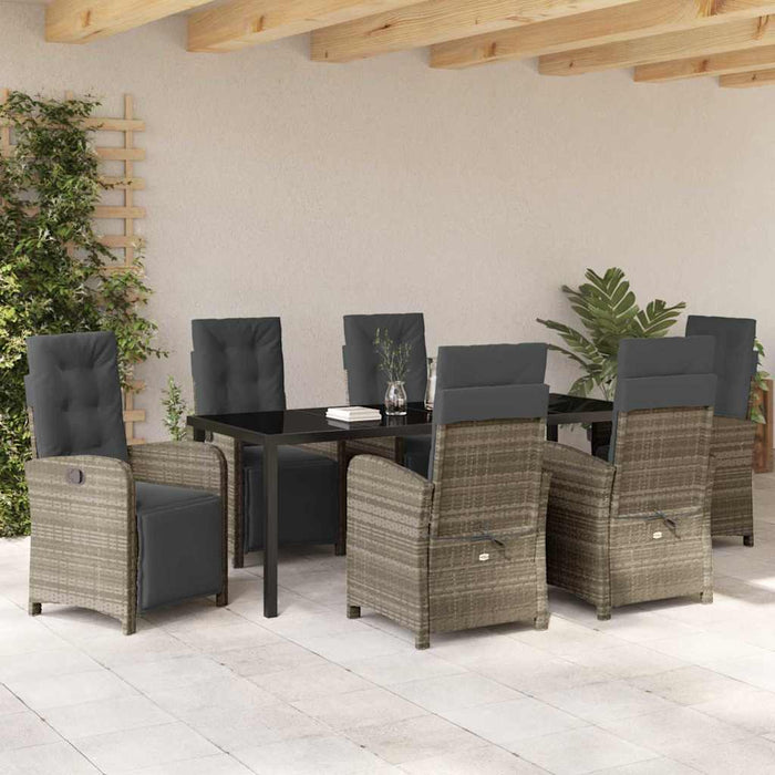 Set de masă pentru grădină cu pernă 7 pcs Gri deschis poliratan - WALTI WALTI