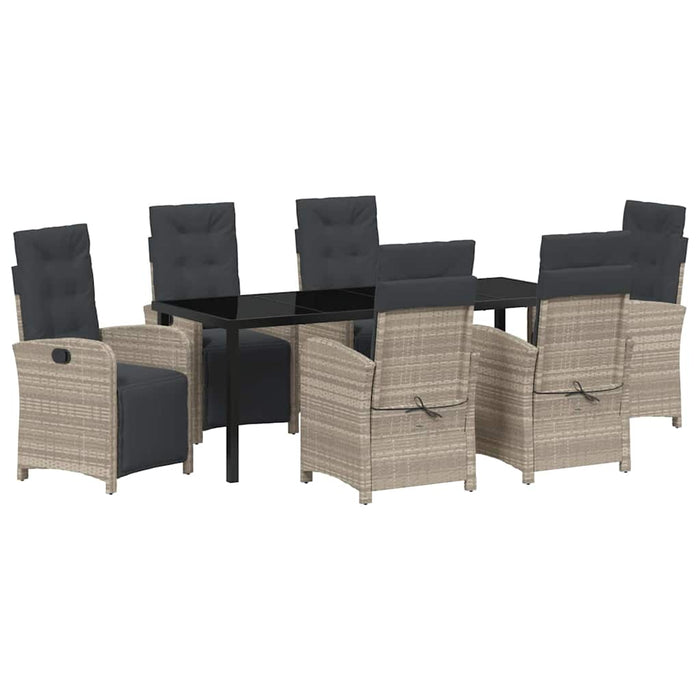 Set de masă pentru grădină cu pernă 7 pcs Gri deschis poliratan - WALTI WALTI