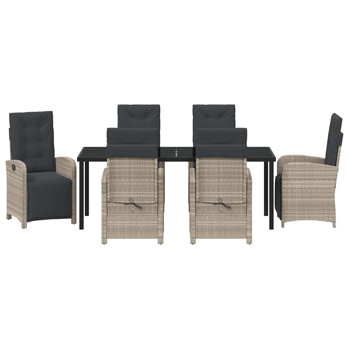 Set de masă pentru grădină cu pernă 7 pcs Gri deschis poliratan - WALTI WALTI