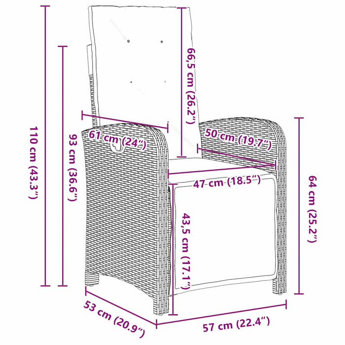 Set de masă pentru grădină cu pernă 7 pcs Gri deschis poliratan - WALTI WALTI