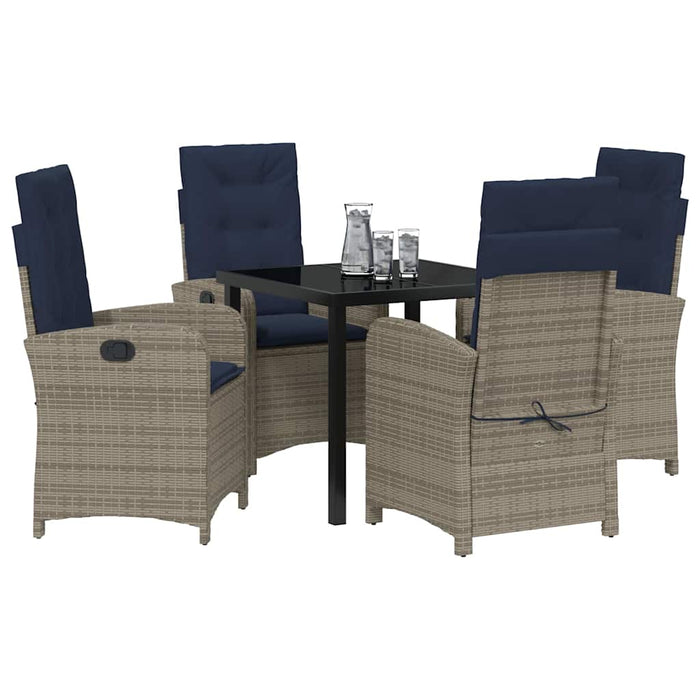 Set de dining pentru grădină cu 5 piese și perne din ratan gri - WALTI WALTI