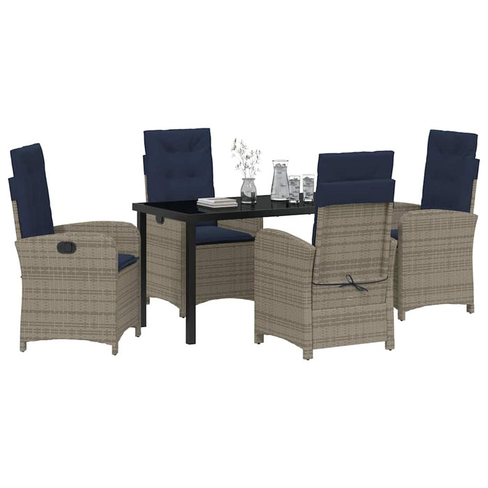 Set de dining pentru grădină cu 5 piese și perne, gri din ratan poliester. - WALTI WALTI