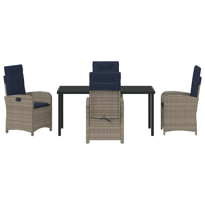 Set de masă pentru grădină cu pernă 5 pcs Gri poliratan - WALTI WALTI