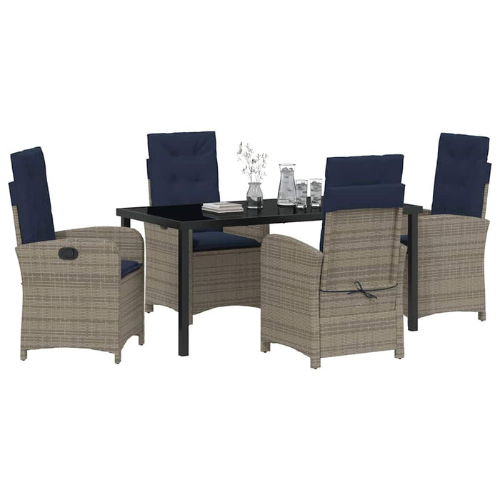 Set de masă pentru grădină cu pernă 5 pcs Gri poliratan - WALTI WALTI