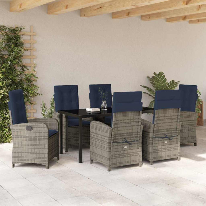 Set de masă pentru grădină cu pernă 7 pcs Gri poliratan - WALTI WALTI