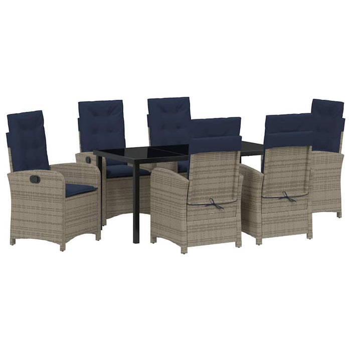 Set de masă pentru grădină cu pernă 7 pcs Gri poliratan - WALTI WALTI