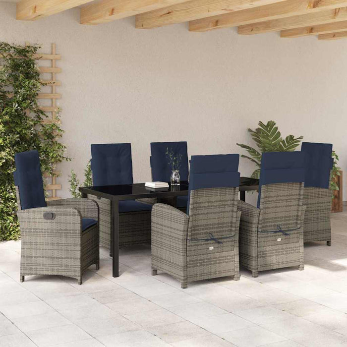 Set de masă pentru grădină cu pernă 7 pcs Gri poliratan - WALTI WALTI