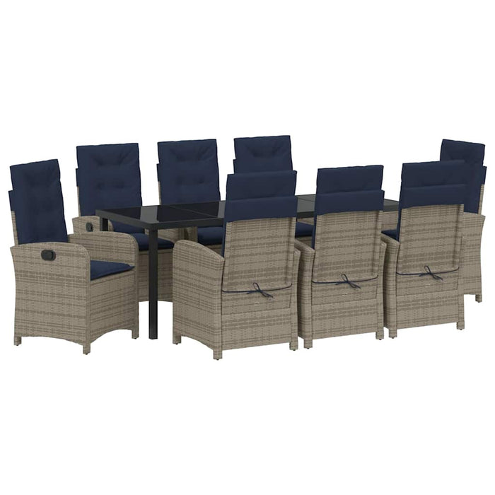 Set de masă pentru grădină cu pernă 9 pcs Gri poliratan - WALTI WALTI