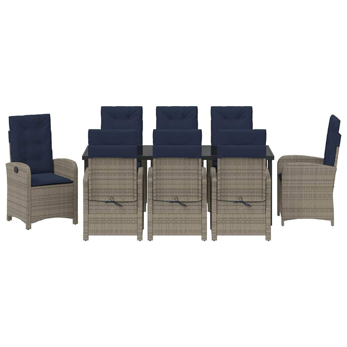 Set de masă pentru grădină cu pernă 9 pcs Gri poliratan - WALTI WALTI