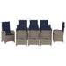 Set de masă pentru grădină cu pernă 9 pcs Gri poliratan - WALTI WALTI