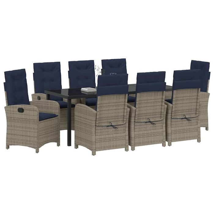 Set de masă pentru grădină cu pernă 9 pcs Gri poliratan - WALTI WALTI
