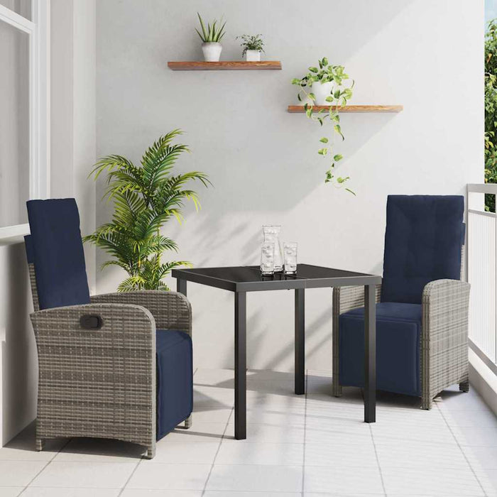 Set dining grădină , 3 piese, gri, din rattan și poliester. - WALTI WALTI