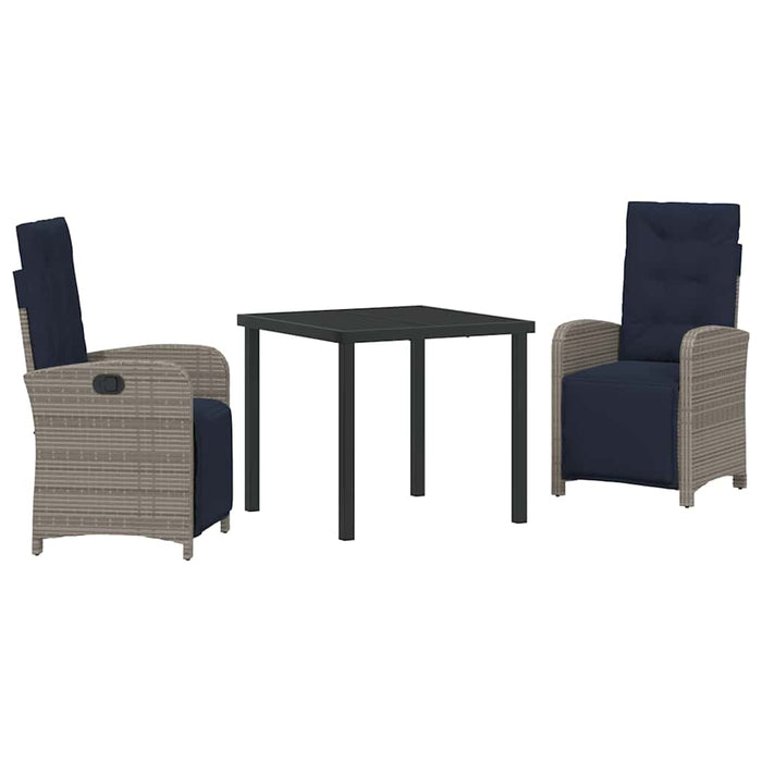Set dining grădină , 3 piese, gri, din rattan și poliester. - WALTI WALTI