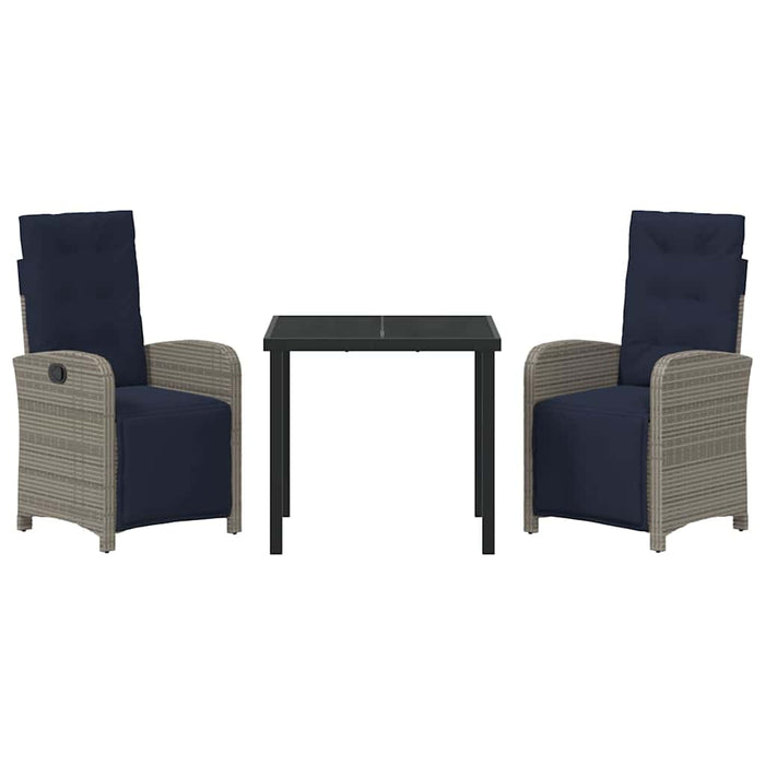 Set dining grădină , 3 piese, gri, din rattan și poliester. - WALTI WALTI