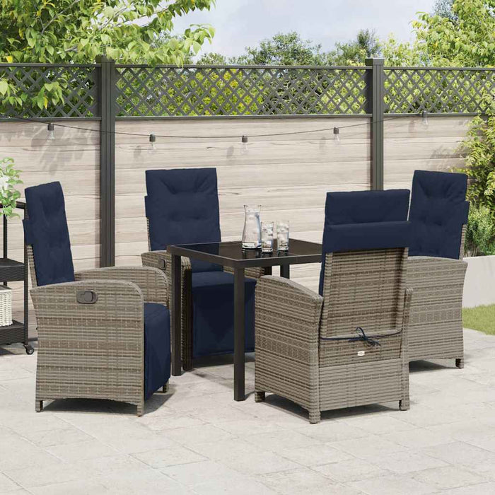 Set de dining pentru grădină , 5 piese, gri din ratan poly - WALTI WALTI