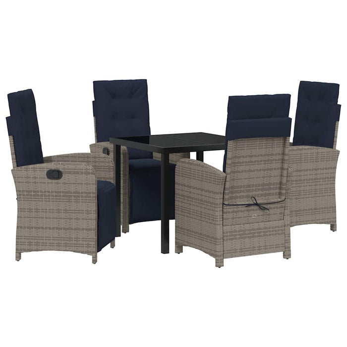 Set de dining pentru grădină , 5 piese, gri din ratan poly - WALTI WALTI