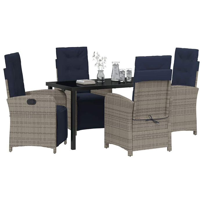 Set de dining pentru grădină , 5 piese, din poliratan gri - WALTI WALTI
