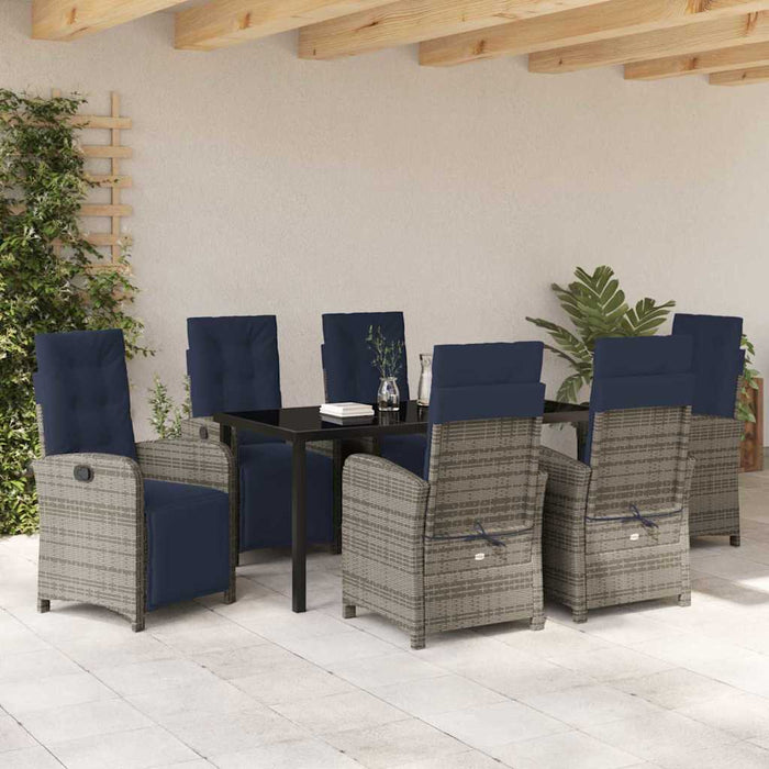 Set de masă pentru grădină cu pernă 7 pcs Gri poliratan - WALTI WALTI