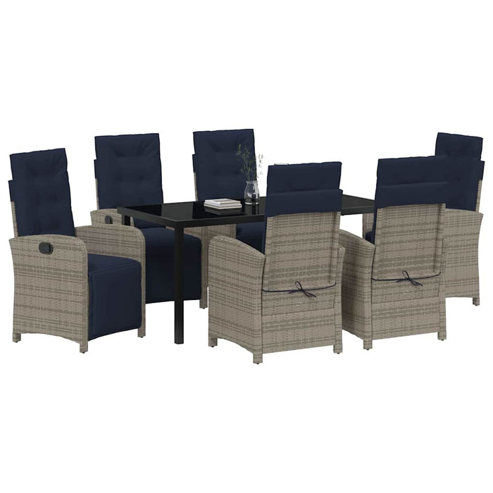 Set de masă pentru grădină cu pernă 7 pcs Gri poliratan - WALTI WALTI