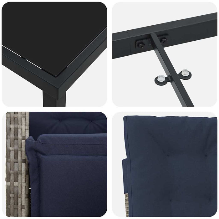 Set de masă pentru grădină cu pernă 9 pcs Gri poliratan - WALTI WALTI