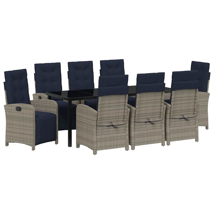 Set de masă pentru grădină cu pernă 9 pcs Gri poliratan - WALTI WALTI