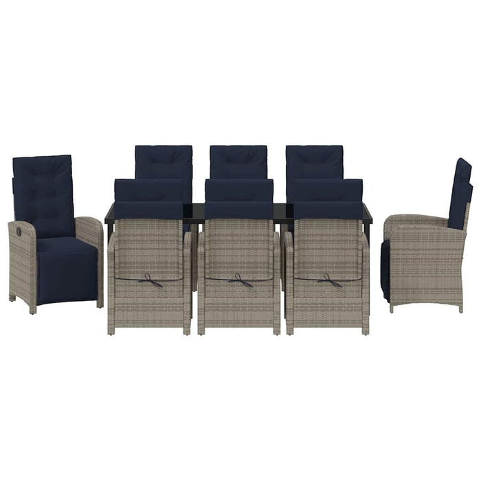 Set de masă pentru grădină cu pernă 9 pcs Gri poliratan - WALTI WALTI