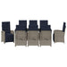Set de masă pentru grădină cu pernă 9 pcs Gri poliratan - WALTI WALTI