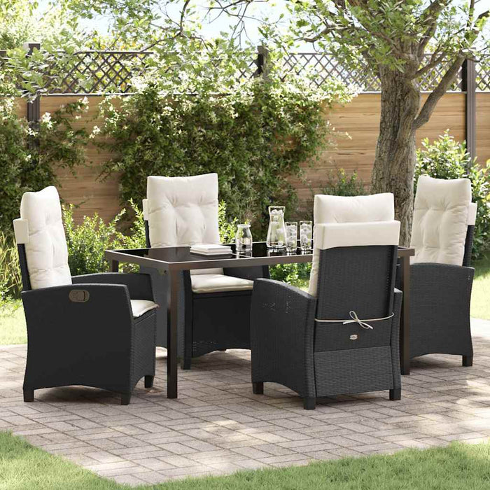 Set de masă pentru grădină cu pernă 5 pcs Negru poliratan - WALTI WALTI