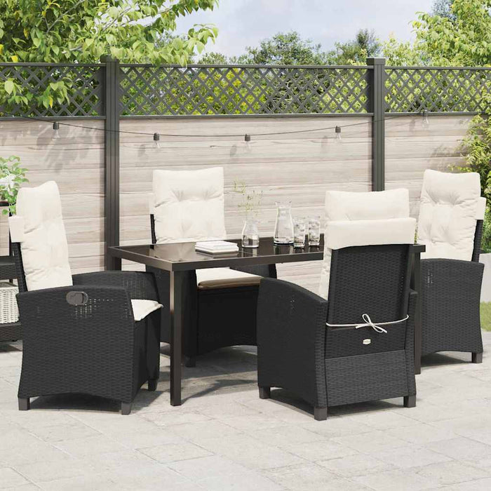 Set de masă pentru grădină cu pernă 5 pcs Negru poliratan - WALTI WALTI