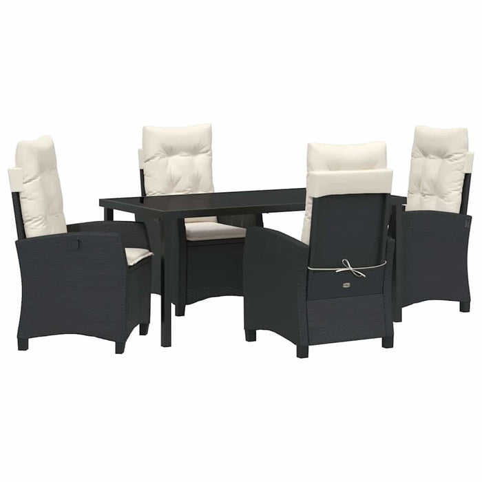 Set de masă pentru grădină cu pernă 5 pcs Negru poliratan - WALTI WALTI