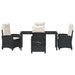 Set de masă pentru grădină cu pernă 5 pcs Negru poliratan - WALTI WALTI