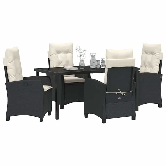 Set de masă pentru grădină cu pernă 5 pcs Negru poliratan - WALTI WALTI