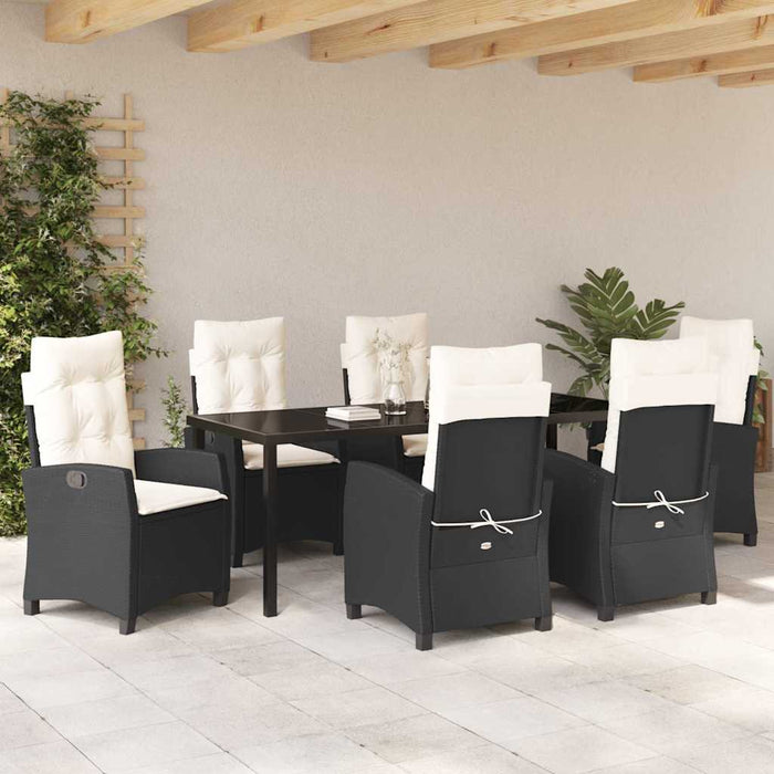Set de masă pentru grădină cu pernă 7 pcs Negru poliratan - WALTI WALTI