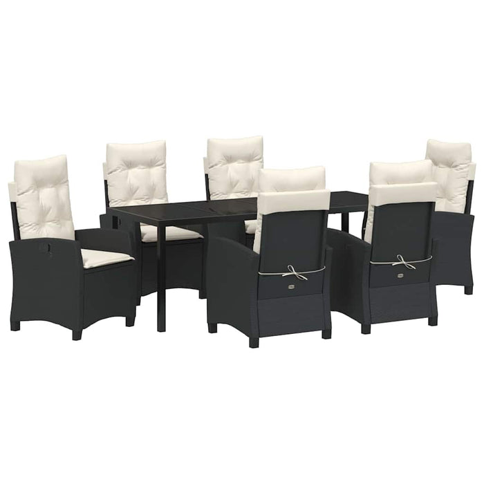 Set de masă pentru grădină cu pernă 7 pcs Negru poliratan - WALTI WALTI