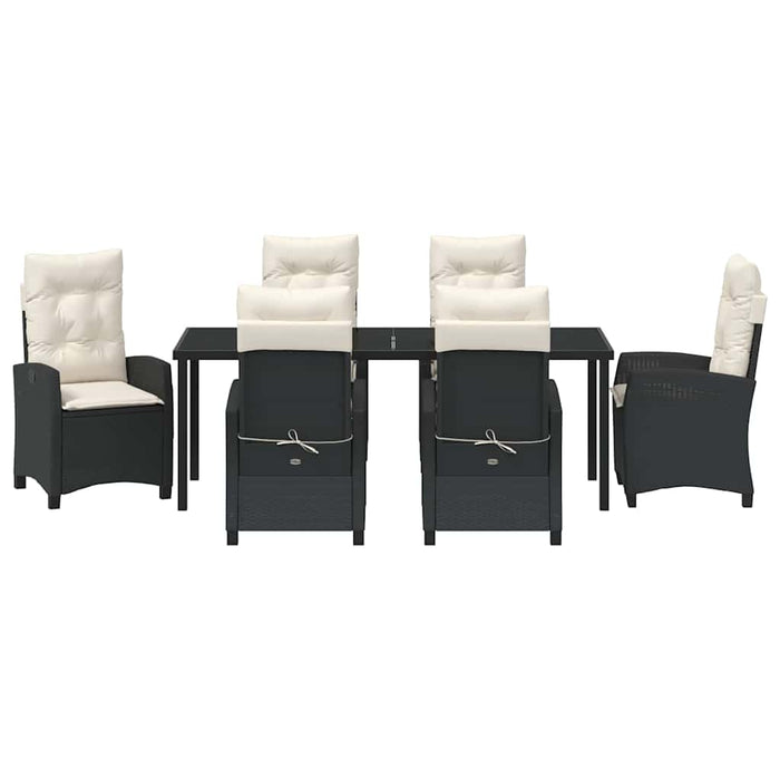 Set de masă pentru grădină cu pernă 7 pcs Negru poliratan - WALTI WALTI