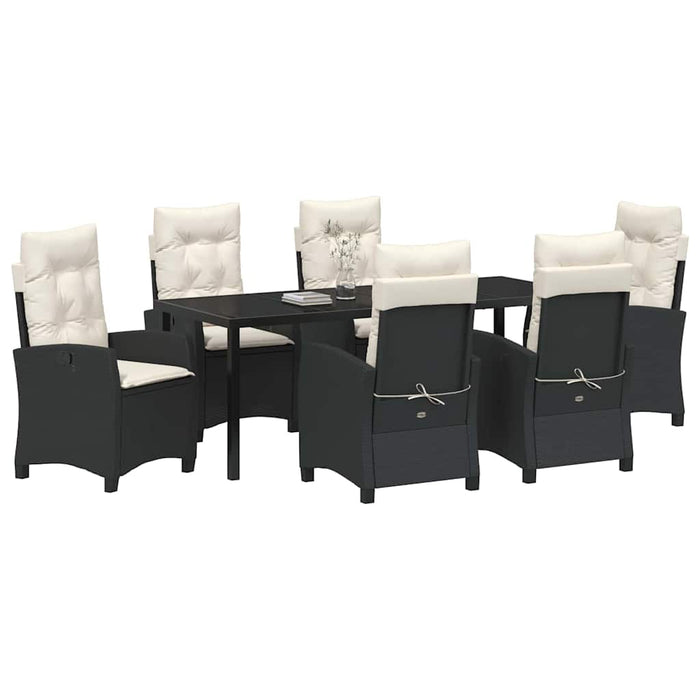 Set de masă pentru grădină cu pernă 7 pcs Negru poliratan - WALTI WALTI