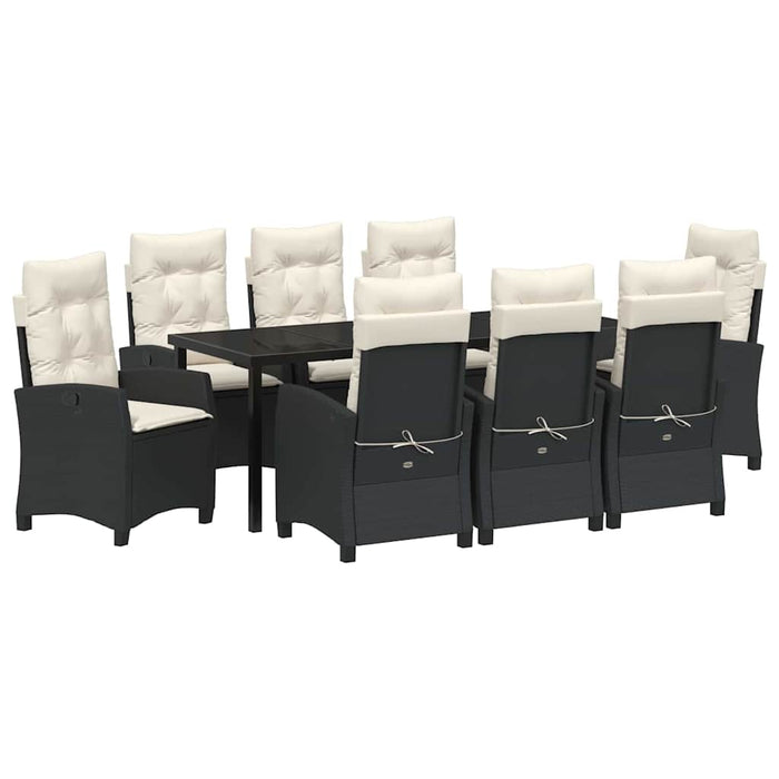 Set de masă pentru grădină cu pernă 9 pcs Negru poliratan - WALTI WALTI