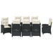 Set de masă pentru grădină cu pernă 9 pcs Negru poliratan - WALTI WALTI
