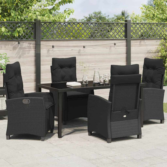 Set de masă pentru grădină cu pernă 5 pcs Negru poliratan - WALTI WALTI