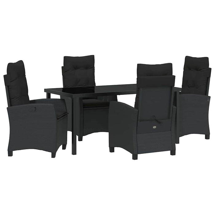 Set de masă pentru grădină cu pernă 5 pcs Negru poliratan - WALTI WALTI