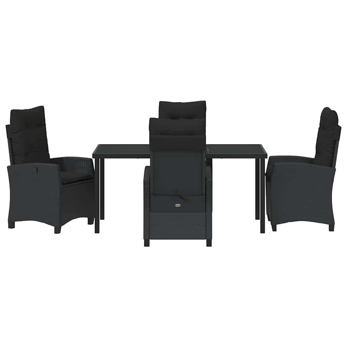 Set de masă pentru grădină cu pernă 5 pcs Negru poliratan - WALTI WALTI