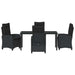 Set de masă pentru grădină cu pernă 5 pcs Negru poliratan - WALTI WALTI