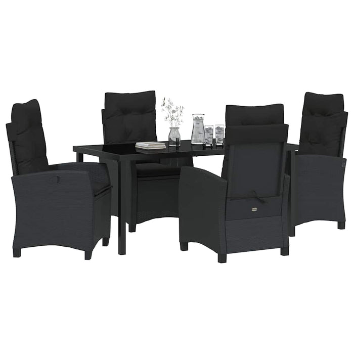 Set de masă pentru grădină cu pernă 5 pcs Negru poliratan - WALTI WALTI