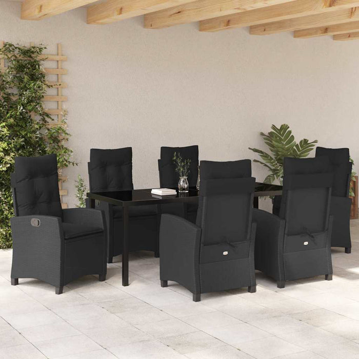 Set de masă pentru grădină cu pernă 7 pcs Negru poliratan - WALTI WALTI