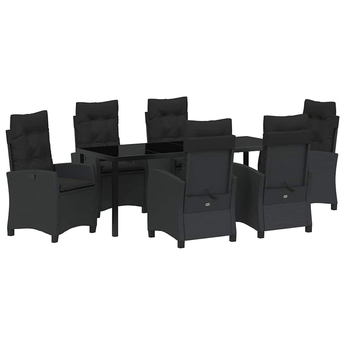 Set de masă pentru grădină cu pernă 7 pcs Negru poliratan - WALTI WALTI
