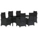 Set de masă pentru grădină cu pernă 7 pcs Negru poliratan - WALTI WALTI