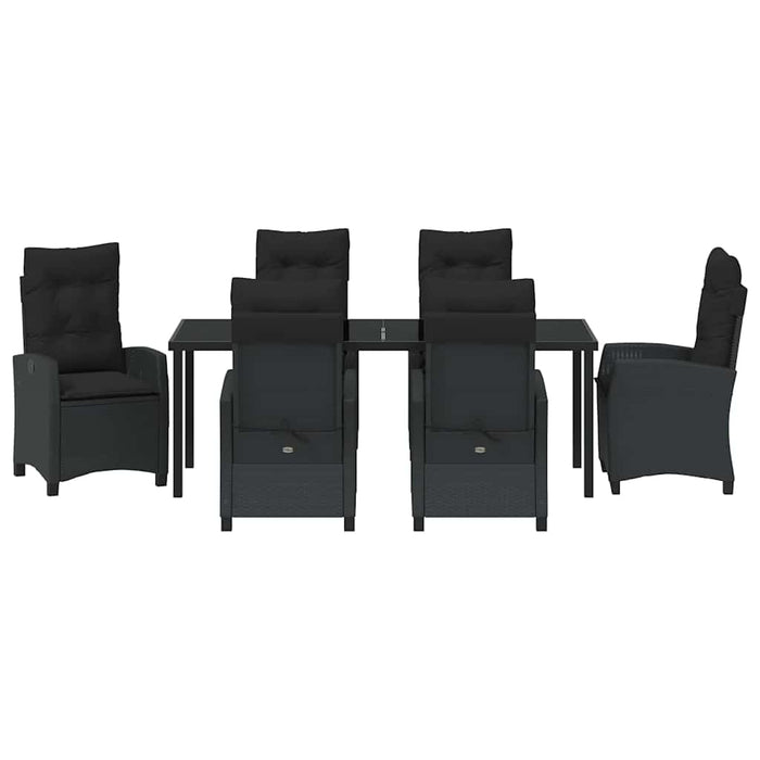 Set de masă pentru grădină cu pernă 7 pcs Negru poliratan - WALTI WALTI