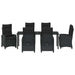 Set de masă pentru grădină cu pernă 7 pcs Negru poliratan - WALTI WALTI