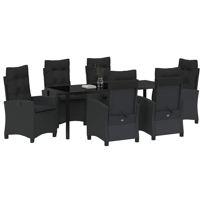Set de masă pentru grădină cu pernă 7 pcs Negru poliratan - WALTI WALTI